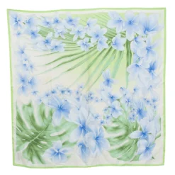 Versace Light Green Floral Print Silk Scarf For Women