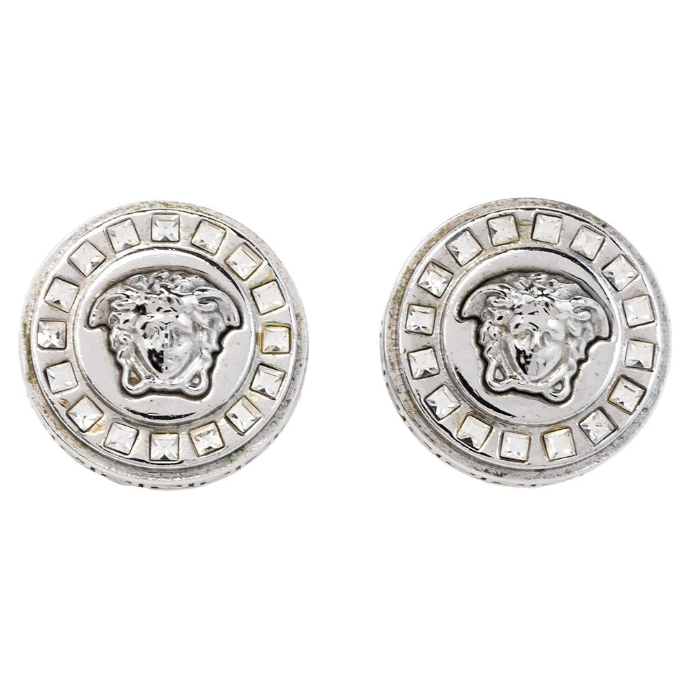 Versace Medusa Crystal Silver Tone Stud Earrings For Women 1 Versace Medusa Crystal Silver Tone Stud Earrings For Women