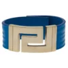 Versace Blue Leather Gold Tone Bracelet For Women