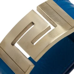 Versace Blue Leather Gold Tone Bracelet For Women -Versace Official Website luxury women versace used accessories p48204 005