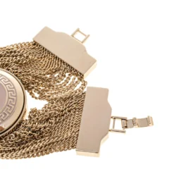 Versace Pink Enamel Medusa Icon Gold Tone Multi Strand Vanitas Bracelet For Women -Versace Official Website luxury women versace used accessories p485429 003