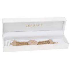 Versace Pink Enamel Medusa Icon Gold Tone Multi Strand Vanitas Bracelet For Women -Versace Official Website luxury women versace used accessories p485429 008