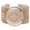 Versace Pink Enamel Medusa Icon Gold Tone Multi Strand Vanitas Bracelet For Women