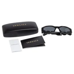 Versace Black / Grey 4361 Medusa Biggie Rectangle Sunglasses For Women -Versace Official Website luxury women versace used accessories p498137 007