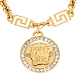 Versace Gold Tone Crystal Icon Medusa Bracelet For Women -Versace Official Website luxury women versace used accessories p506060 007