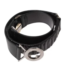 Versace Black Leather Round Logo Buckle Waist Belt 80CM For Women -Versace Official Website luxury women versace used accessories p515215 002