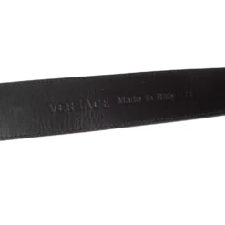 Versace Black Leather Round Logo Buckle Waist Belt 80CM For Women -Versace Official Website luxury women versace used accessories p515215 004