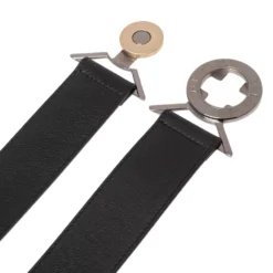 Versace Black Leather Round Logo Buckle Waist Belt 80CM For Women -Versace Official Website luxury women versace used accessories p515215 005