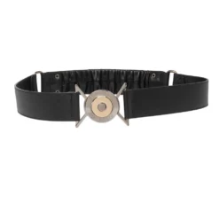 Versace Black Leather Round Logo Buckle Waist Belt 80CM For Women