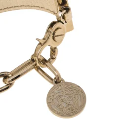 Versace Gold Tone Metal Mesh Medusa Charm Chain Bracelet For Women -Versace Official Website luxury women versace used accessories p519721 007