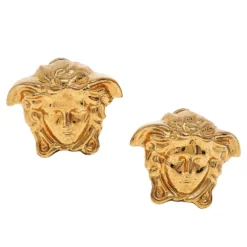 Versace Gold Tone Medusa Stud Earrings For Women -Versace Official Website luxury women versace used accessories p525783 001