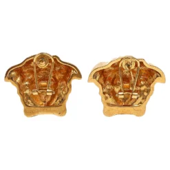Versace Gold Tone Medusa Stud Earrings For Women -Versace Official Website luxury women versace used accessories p525783 002