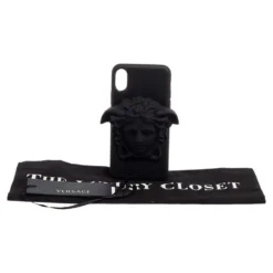 Versace Black Silicone Medusa IPhone X Cover For Women -Versace Official Website luxury women versace used accessories p526240 009