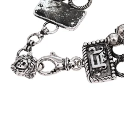 Versace Gunmetal Tone Triple Link Charm Bracelet For Women -Versace Official Website luxury women versace used accessories p533269 004
