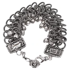 Versace Gunmetal Tone Triple Link Charm Bracelet For Women -Versace Official Website luxury women versace used accessories p533269 007
