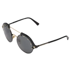 Versace Black/ Grey 4337 Round Sunglasses For Women -Versace Official Website luxury women versace used accessories p542694 006