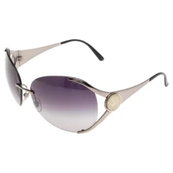Versace Gunmetal/Blue Gradient 2107 Oversized Sunglasses For Women -Versace Official Website luxury women versace used accessories p554820 003