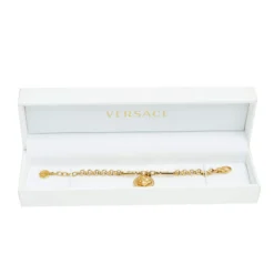 Versace Gold Tone Crystal Medusa Charm Bracelet For Women -Versace Official Website luxury women versace used accessories p556422 002