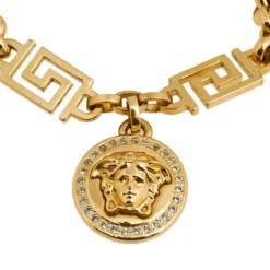 Versace Gold Tone Crystal Medusa Charm Bracelet For Women -Versace Official Website luxury women versace used accessories p556422 003