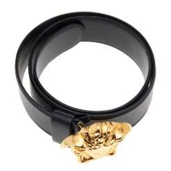 Versace Black Leather Medusa Buckle Belt 85CM For Women -Versace Official Website luxury women versace used accessories p558393 002