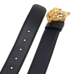 Versace Black Leather Medusa Buckle Belt 85CM For Women -Versace Official Website luxury women versace used accessories p558393 004