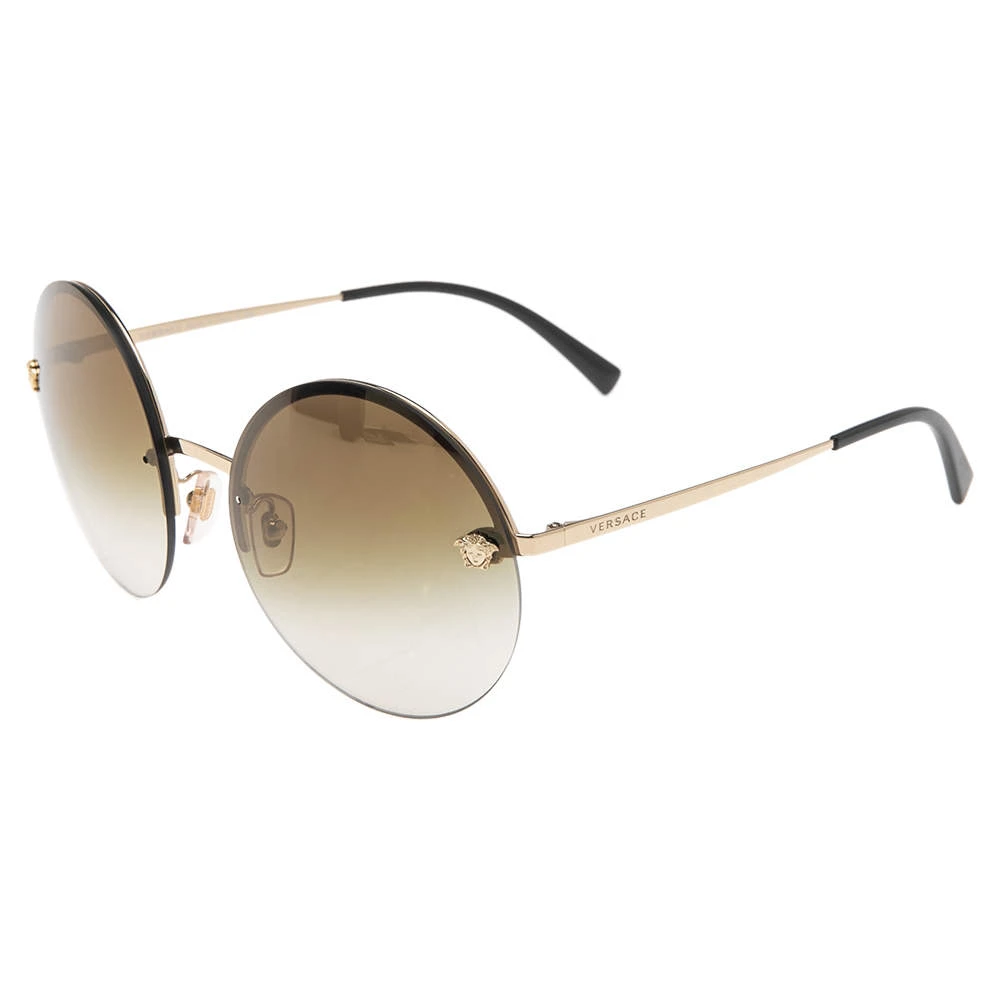 Versace Gold/Black MOD 2176 Medusa Rimless Round Sunglasses For Women 3 Versace Gold/Black MOD 2176 Medusa Rimless Round Sunglasses For Women - Image 3