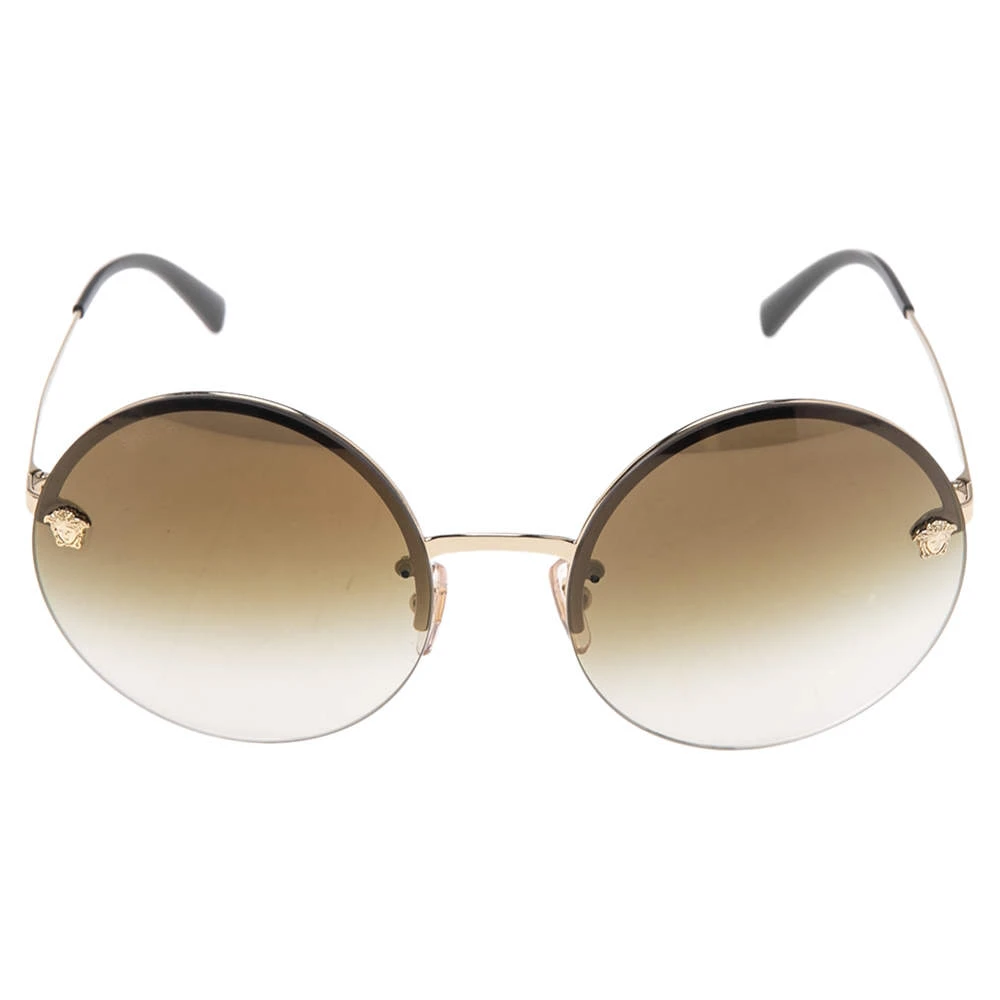 Versace Gold/Black MOD 2176 Medusa Rimless Round Sunglasses For Women 2 Versace Gold/Black MOD 2176 Medusa Rimless Round Sunglasses For Women - Image 2