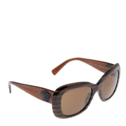 Versace Striped Brown/ Brown VE 4317 Rectangular Sunglasses For Women