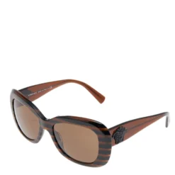 Versace Striped Brown/ Brown VE 4317 Rectangular Sunglasses For Women -Versace Official Website luxury women versace used accessories p566946 004