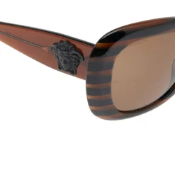 Versace Striped Brown/ Brown VE 4317 Rectangular Sunglasses For Women -Versace Official Website luxury women versace used accessories p566946 007