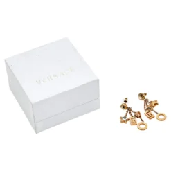 Versace Gold Tone Crystal Star & Medusa Drop Earrings For Women -Versace Official Website luxury women versace used accessories p569227 006