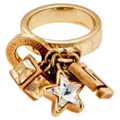Versace Gold Tone Star & Medusa Charms Ring Size EU 57 For Women -Versace Official Website luxury women versace used accessories p569266 002
