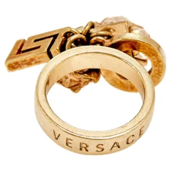 Versace Gold Tone Star & Medusa Charms Ring Size EU 57 For Women -Versace Official Website luxury women versace used accessories p569266 004