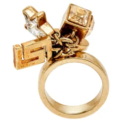 Versace Gold Tone Star & Medusa Charms Ring Size EU 57 For Women -Versace Official Website luxury women versace used accessories p569266 005