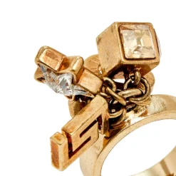 Versace Gold Tone Star & Medusa Charms Ring Size EU 57 For Women -Versace Official Website luxury women versace used accessories p569266 007