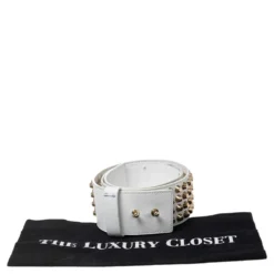 Versace White Studded Waist Belt 80CM For Women -Versace Official Website luxury women versace used accessories p572999 008