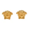 Versace Gold Tone Medusa Motif Stud Earrings For Women
