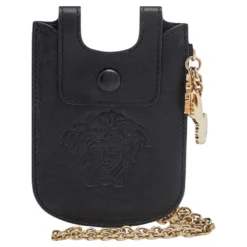 Versace Black Leather Phone Holder For Women