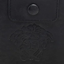 Versace Black Leather Phone Holder For Women -Versace Official Website luxury women versace used accessories p600812 005