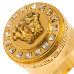Versace Icon Medusa Crystal Studded Gold Tone Ring Size 54 For Women 9 Versace Icon Medusa Crystal Studded Gold Tone Ring Size 54 For Women -Versace Official Website luxury women versace used accessories p60314 004