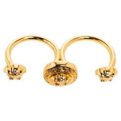 Versace Medusa Open Band Double Ring Size Large For Women -Versace Official Website luxury women versace used accessories p604282 002