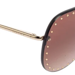 Versace Gold Tone Crystals/ Brown Gradient 2230-B Shield Sunglasses For Women -Versace Official Website luxury women versace used accessories p606203 002
