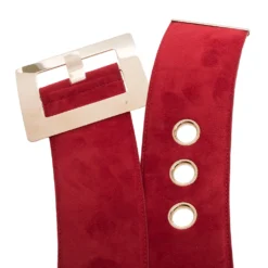 Versace Red Suede Wide Waist Buckle Belt 70CM For Women -Versace Official Website luxury women versace used accessories p617548 003