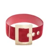 Versace Red Suede Wide Waist Buckle Belt 70CM For Women