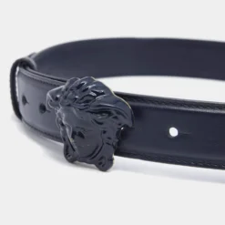 Versace Blue Leather Medusa Buckle Belt 80 CM For Women -Versace Official Website luxury women versace used accessories p621608 003
