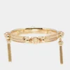 Versace Gold Tone Medusa Tassel Charm Bangle Bracelet For Women