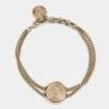 Versace Gold Tone Medusa Round Charm Double Chain Bracelet For Women