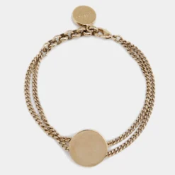 Versace Gold Tone Medusa Round Charm Double Chain Bracelet For Women -Versace Official Website luxury women versace used accessories p630501 003