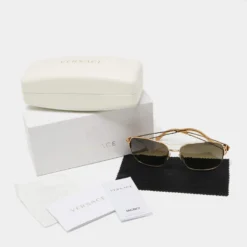 Versace Gold/Green Mod.2138 Aviator Gradient Sunglasses For Women -Versace Official Website luxury women versace used accessories p632895 004
