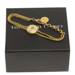 Versace Icon Medusa White Enamel Gold Tone Bracelet For Women -Versace Official Website luxury women versace used accessories p63639 006